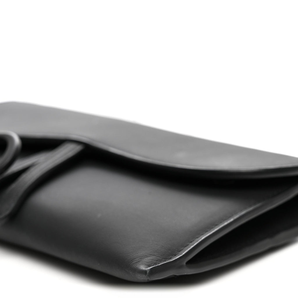 Ultra Matte Calfskin Saddle Chain Wallet Pouch Black