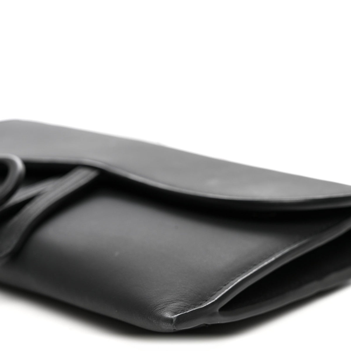 Ultra Matte Calfskin Saddle Chain Wallet Pouch Black