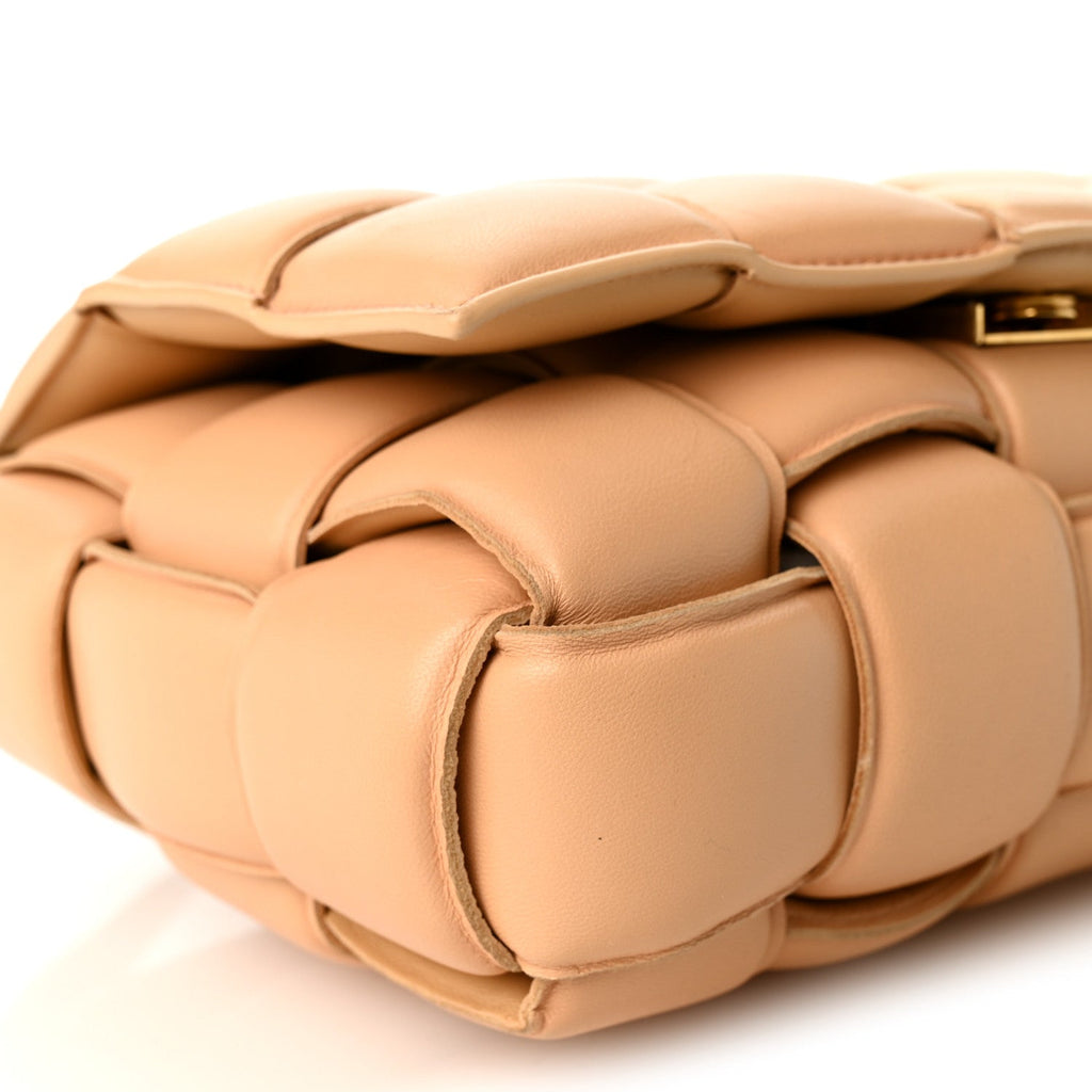 Nappa Maxi Intreccio Padded Cassette Crossbody Bag Almond