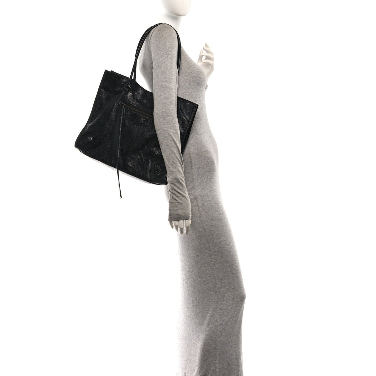 Agneau Arena Classic Hardware Medium Le City Tote Black