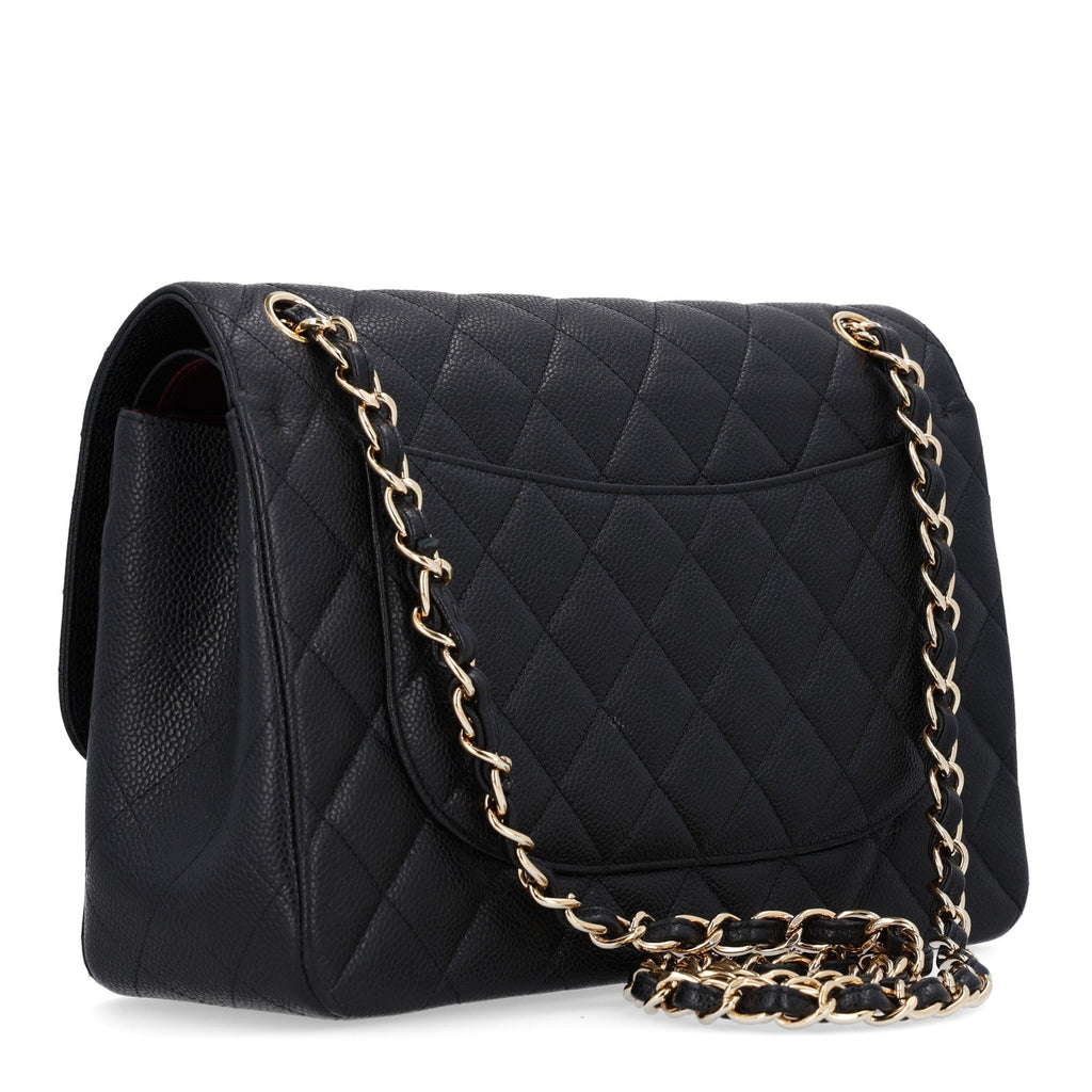 Caviar Quilted Jumbo Double Flap Black