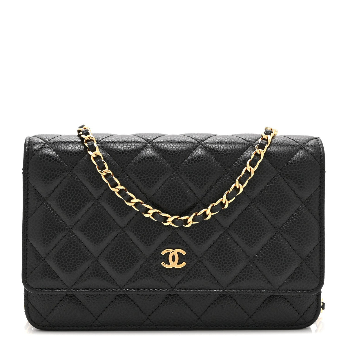 Caviar Quilted Wallet on Chain WOC Black
