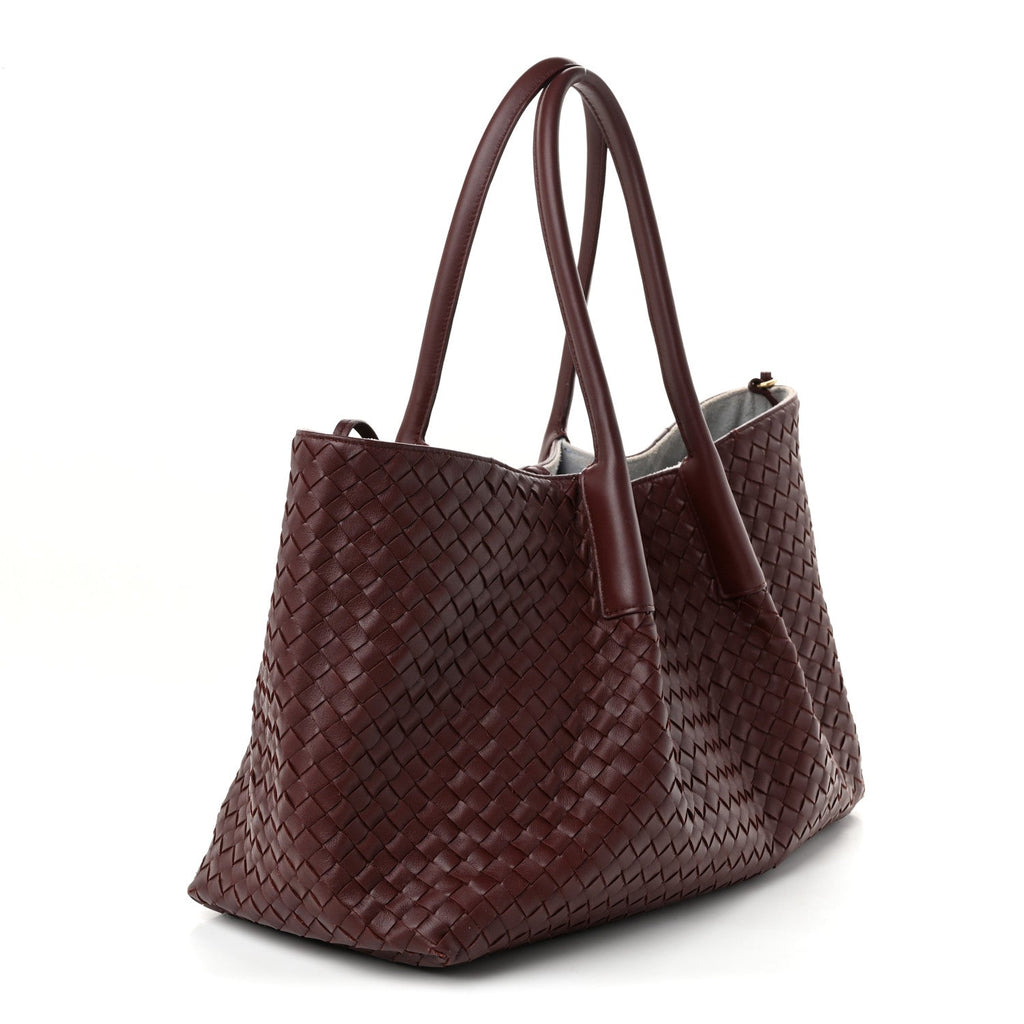 Calfskin Intrecciato Pinacoteca Reversible Tote Madder Brown Lunar