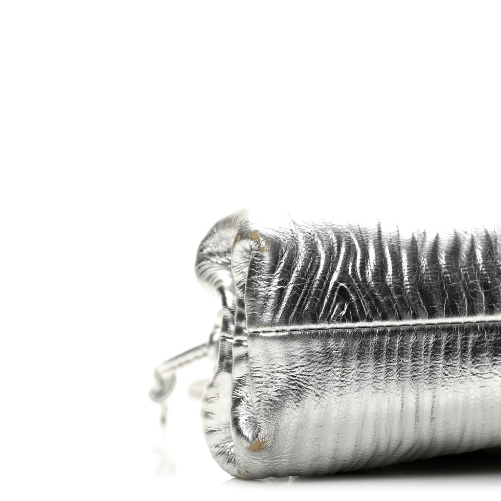 Metallic Bark Calfskin The Mini Pouch Silver