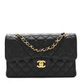Caviar Quilted Small Double Flap Black