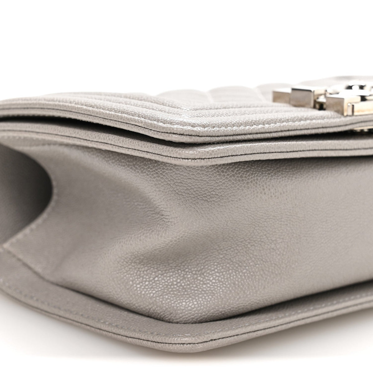 Caviar Quilted Small Boy Flap Grey