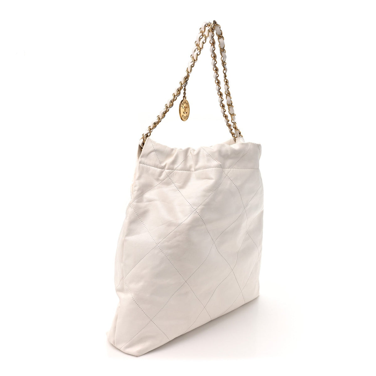 Shiny Calfskin Quilted Small Chanel 22 White