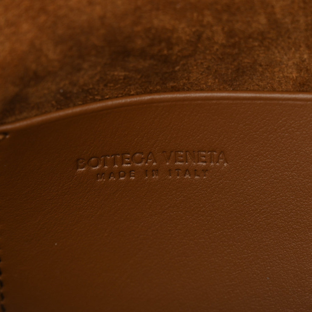 Suede Intrecciato Andiamo Pouch On Strap Dark Caramel