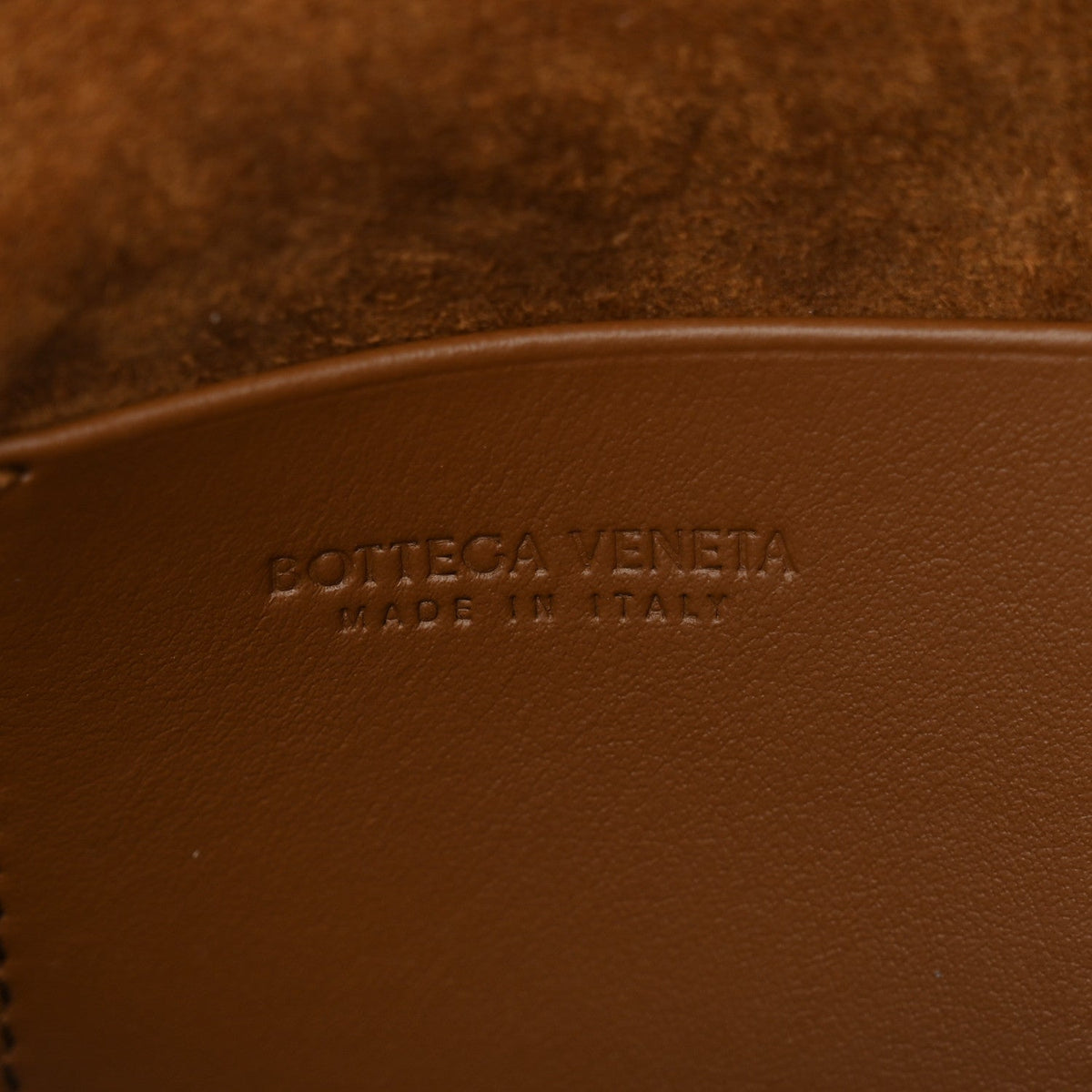 Suede Intrecciato Andiamo Pouch On Strap Dark Caramel