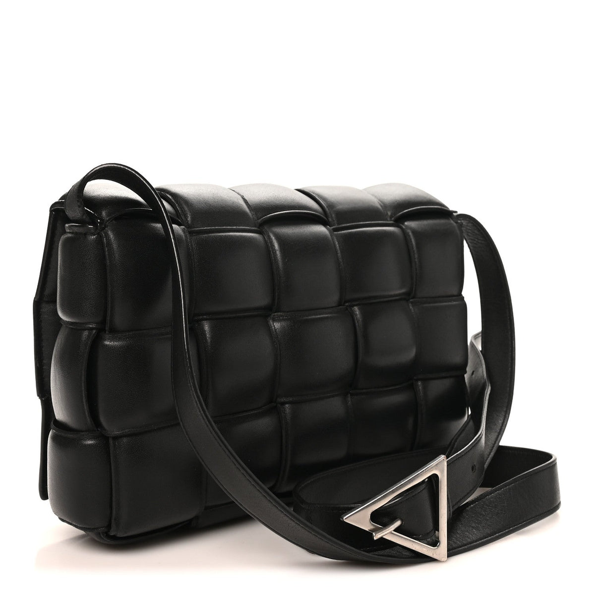 Paper Calfskin Maxi Intreccio Padded Cassette Crossbody Bag Black