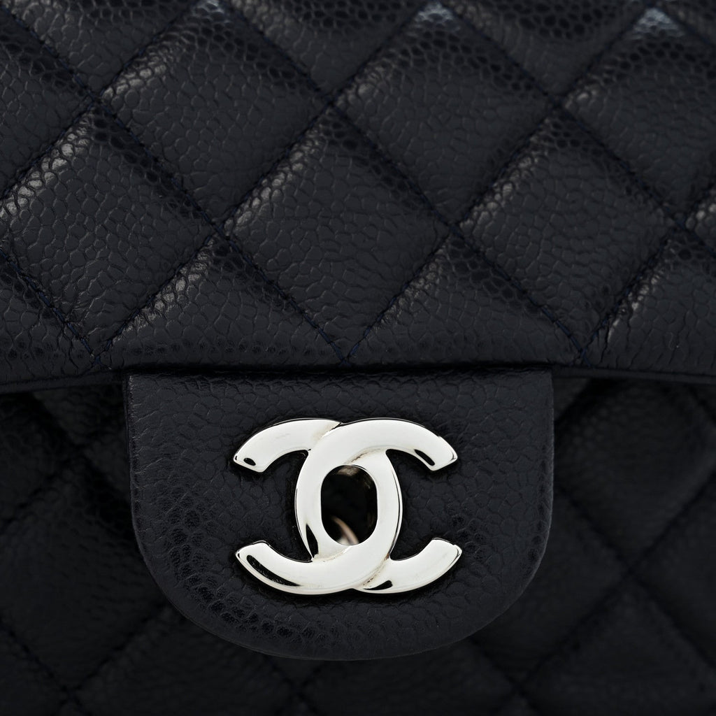 Caviar Quilted Mini Rectangular Flap Navy