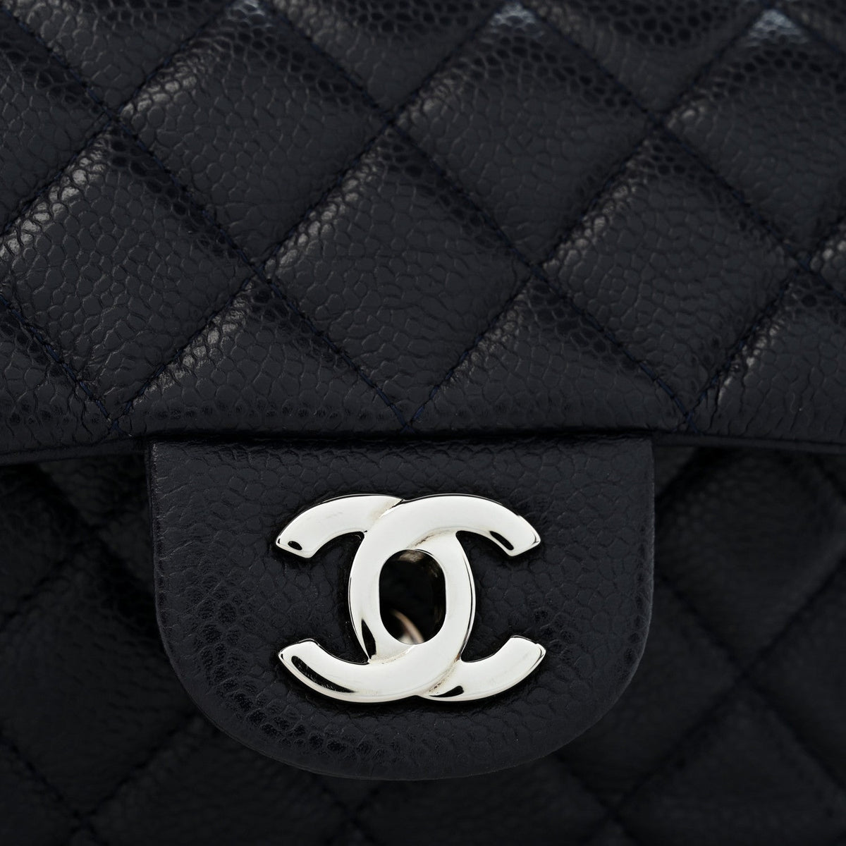 Caviar Quilted Mini Rectangular Flap Navy