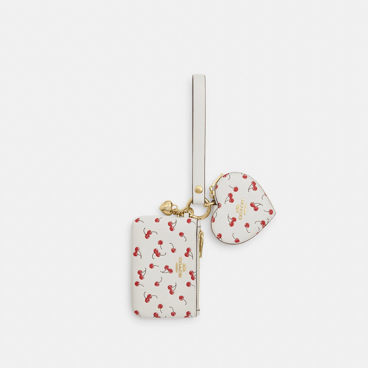 Coach Outlet Wristlet And Heart Pouch With Cherry Print And Charm