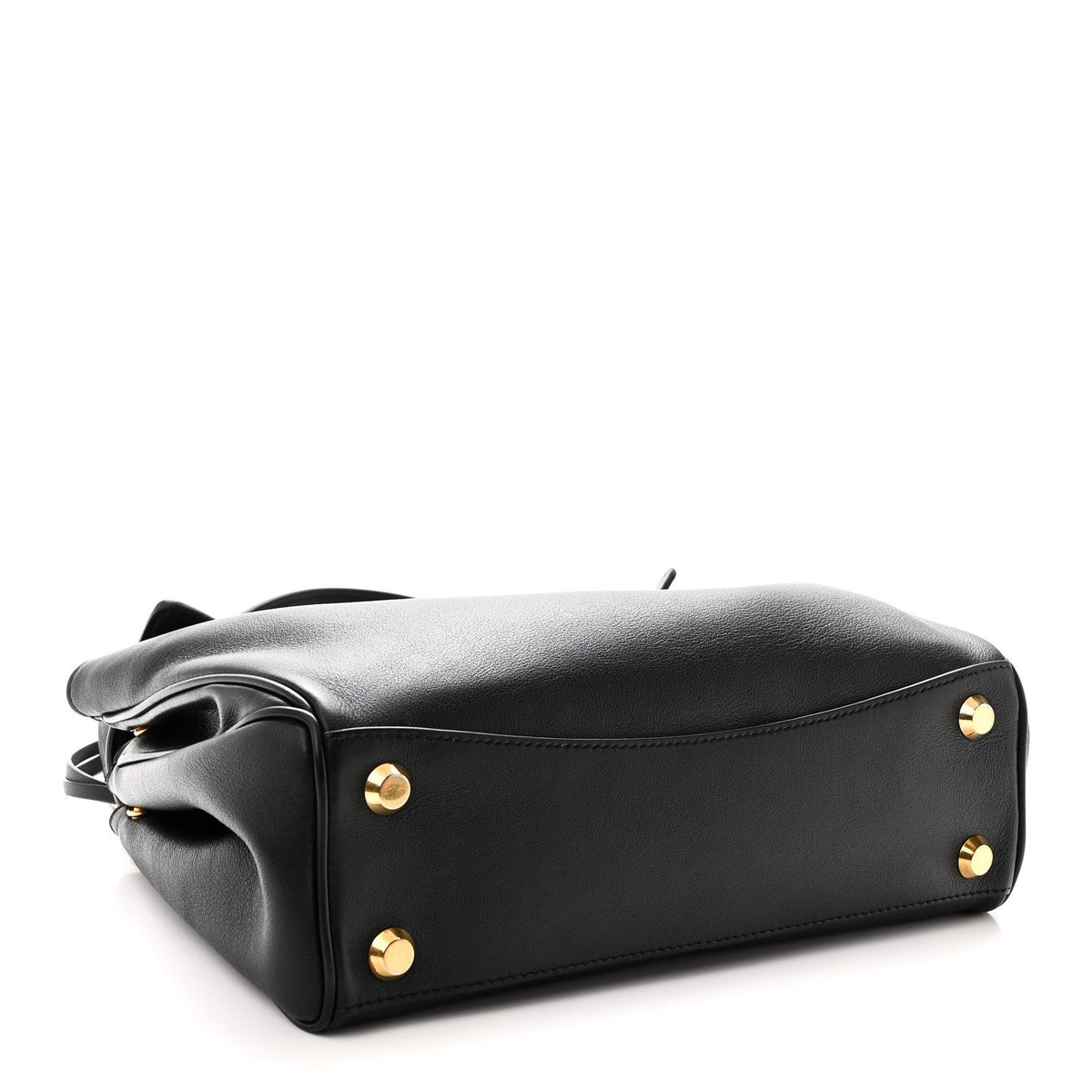 Natural Smooth Calfskin Small Rodeo Top Handle Handbag Black