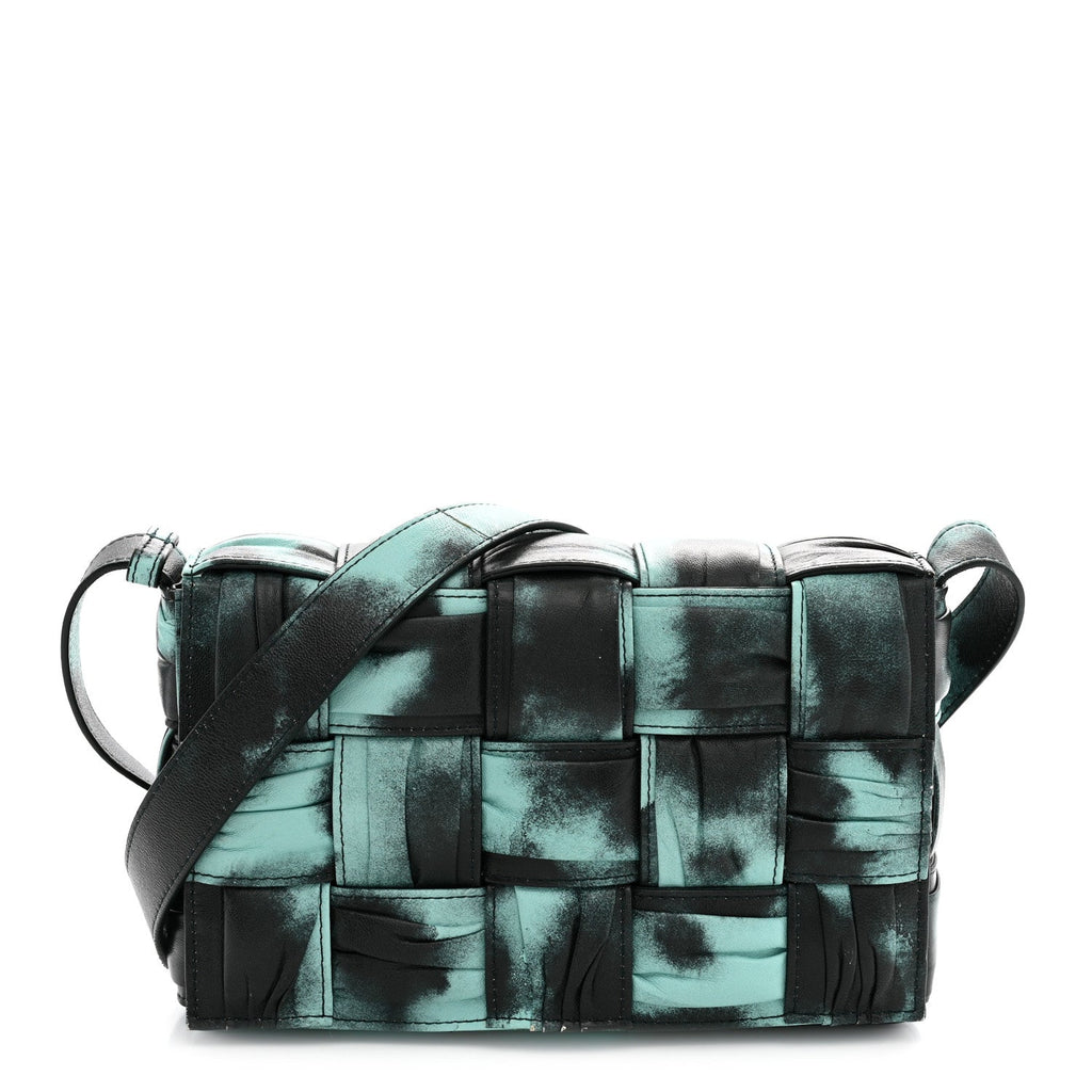 Foulard Tie Dye Maxi Intrecciato Padded Cassette Crossbody Bag Celadon Inkwell