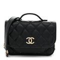 Caviar Quilted Business Affinity Clutch With Chain Black