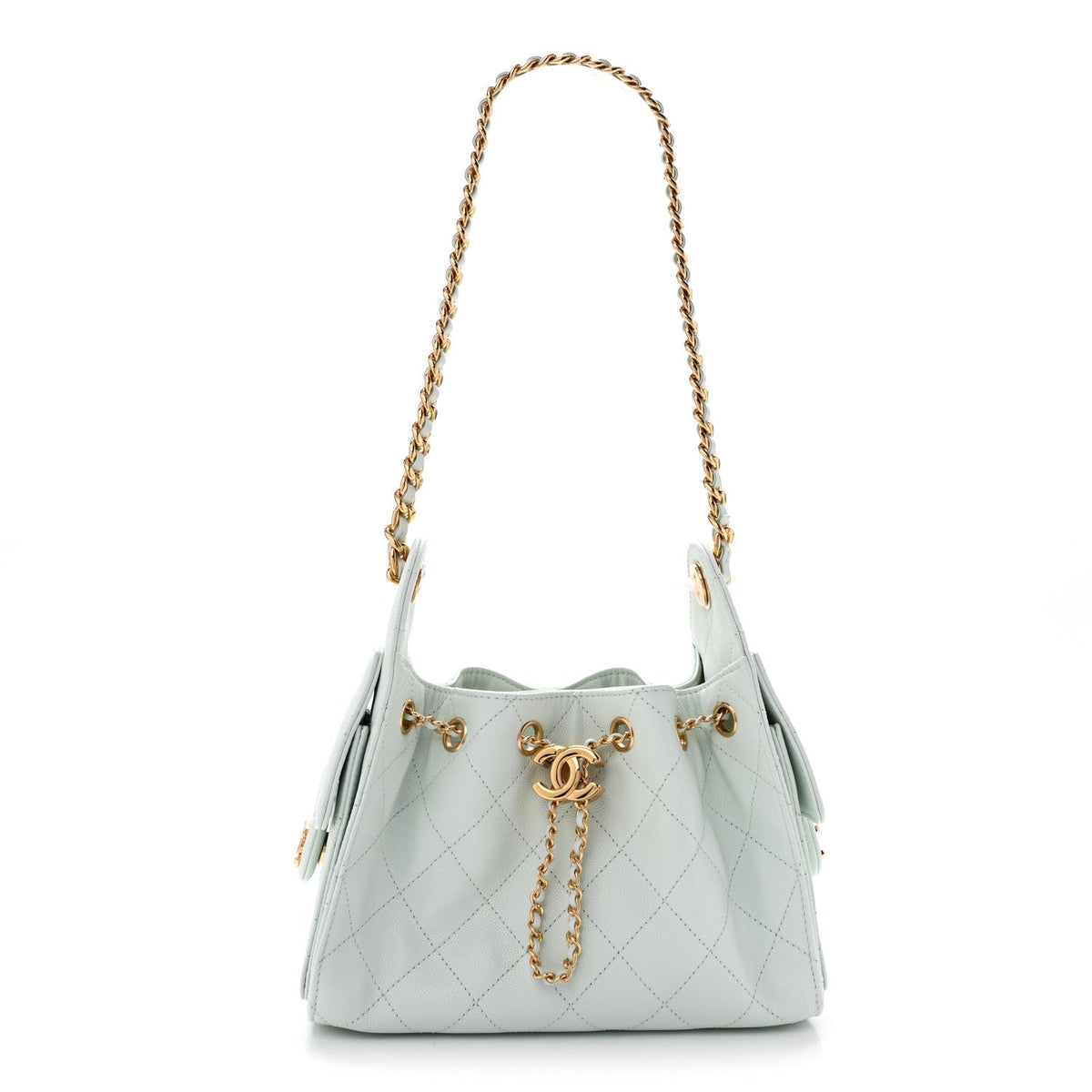 Caviar Quilted Mini Chanel 25 Handbag Light Blue