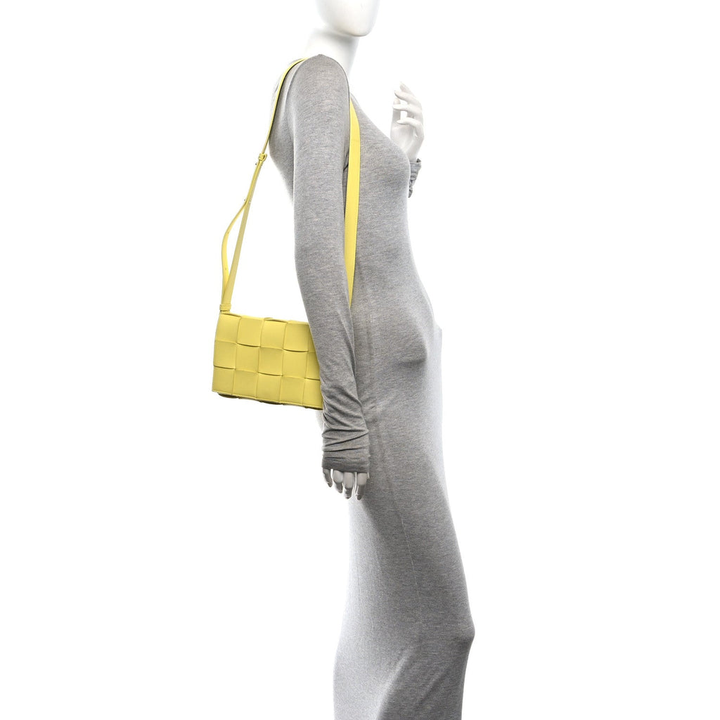 Lambskin Maxi Intrecciato Small Cassette Crossbody Bag Lemonade
