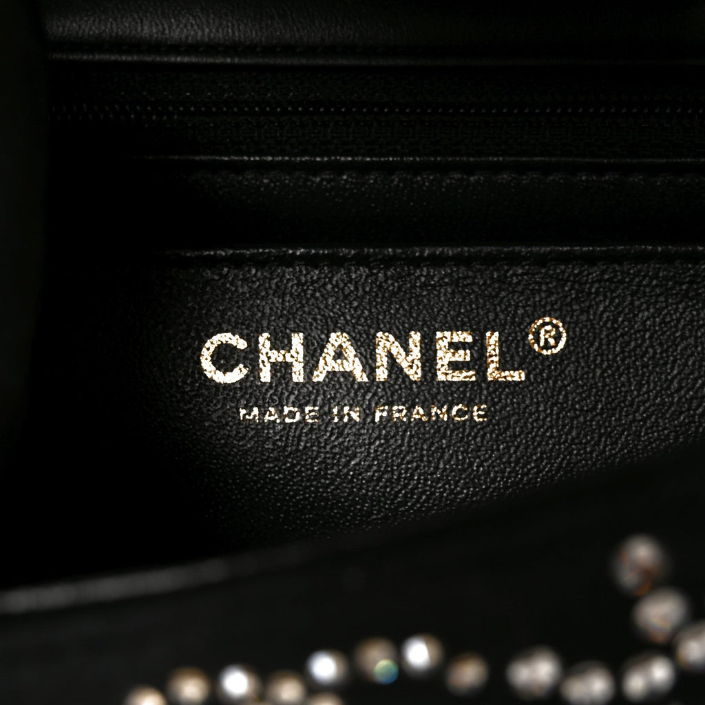 Velvet Crystal Mini Rectangular Flap Black