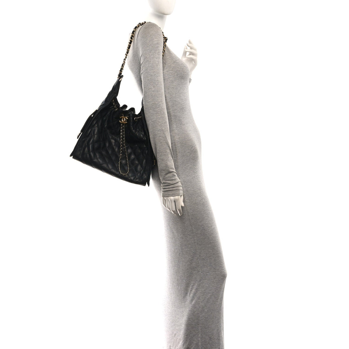 Caviar Quilted Medium Chanel 25 Handbag Black