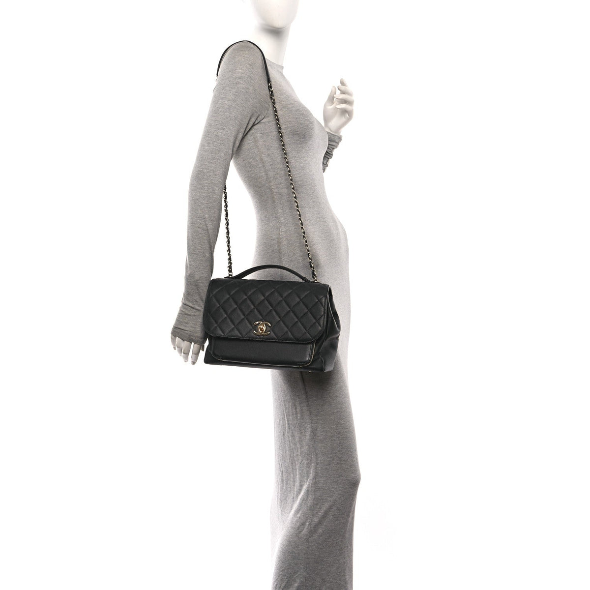 Caviar Quilted Large Business Affinity Flap Black