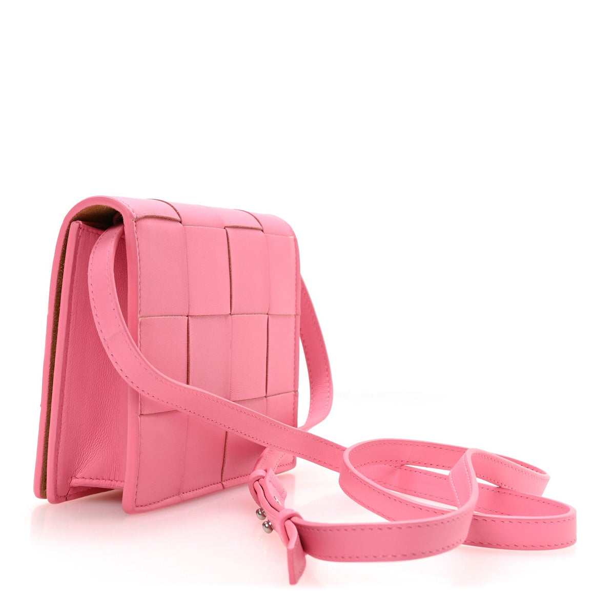 Lambskin Maxi Intrecciato Mini Cassette Crossbody Bag Pink