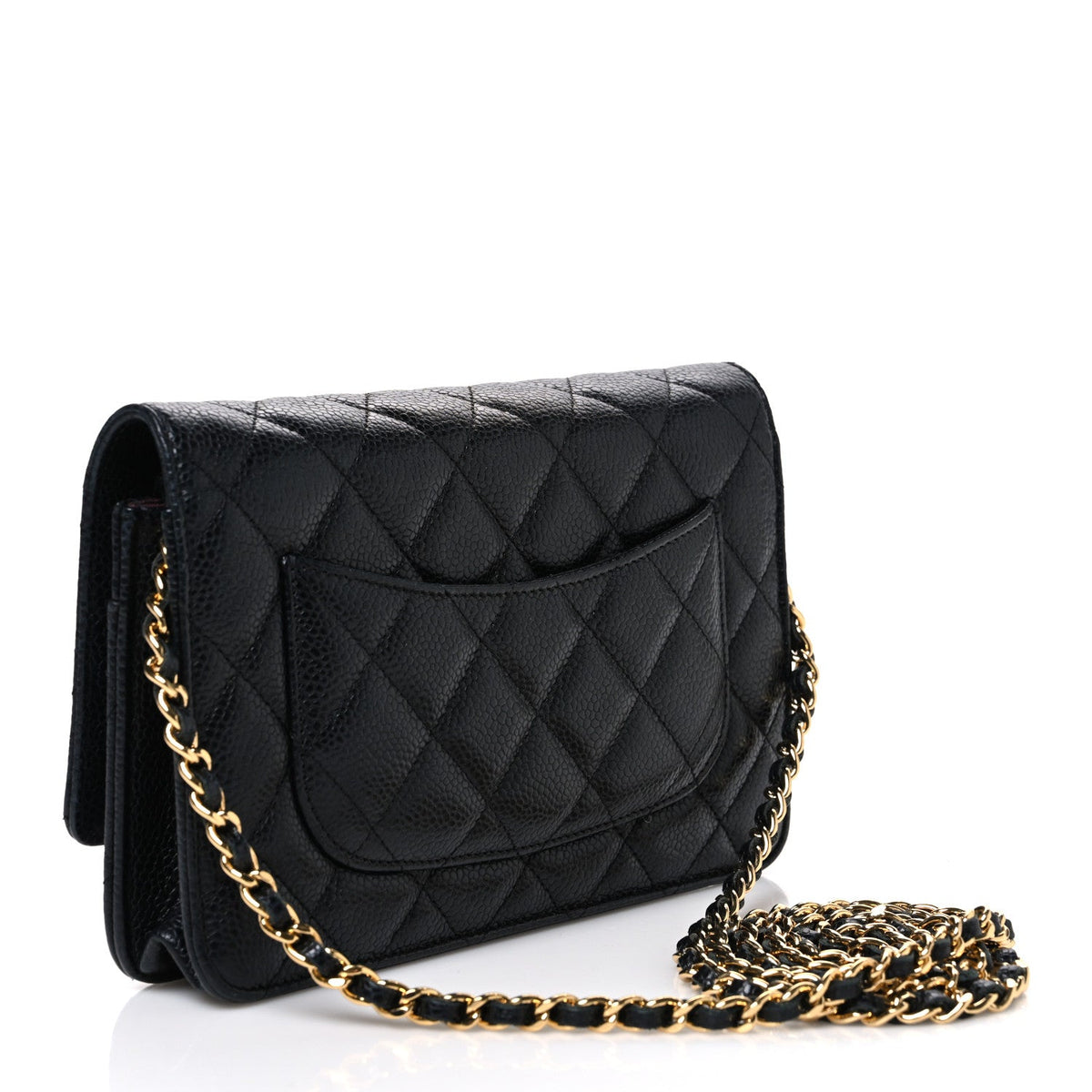 Caviar Quilted Wallet on Chain WOC Black