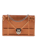 Metallic Patent Micro-Cannage Diorama Wallet on Chain Pouch Orange