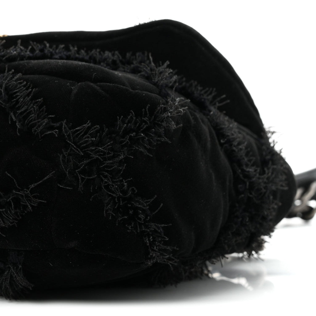 Velvet Tweed Quilted Medium Chanel 19 Flap Black