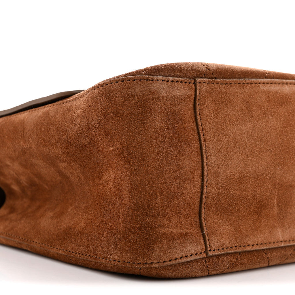 Suede Calfskin Small Souplissimo Maxi Flap Camel