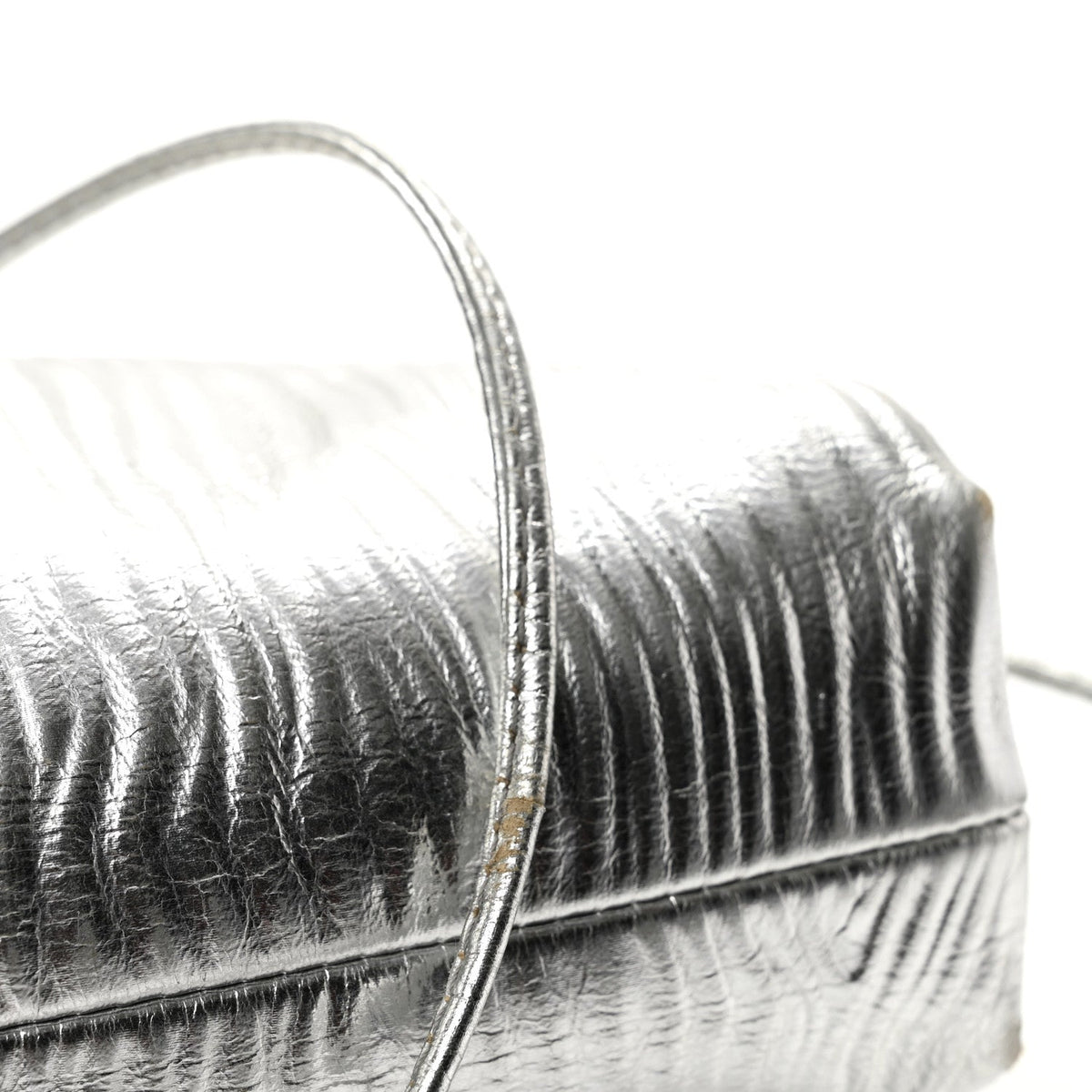 Metallic Bark Calfskin The Mini Pouch Silver