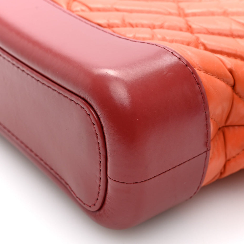 Aged Calfskin Chevron Quilted Small Gabrielle Hobo Dark Red Orange