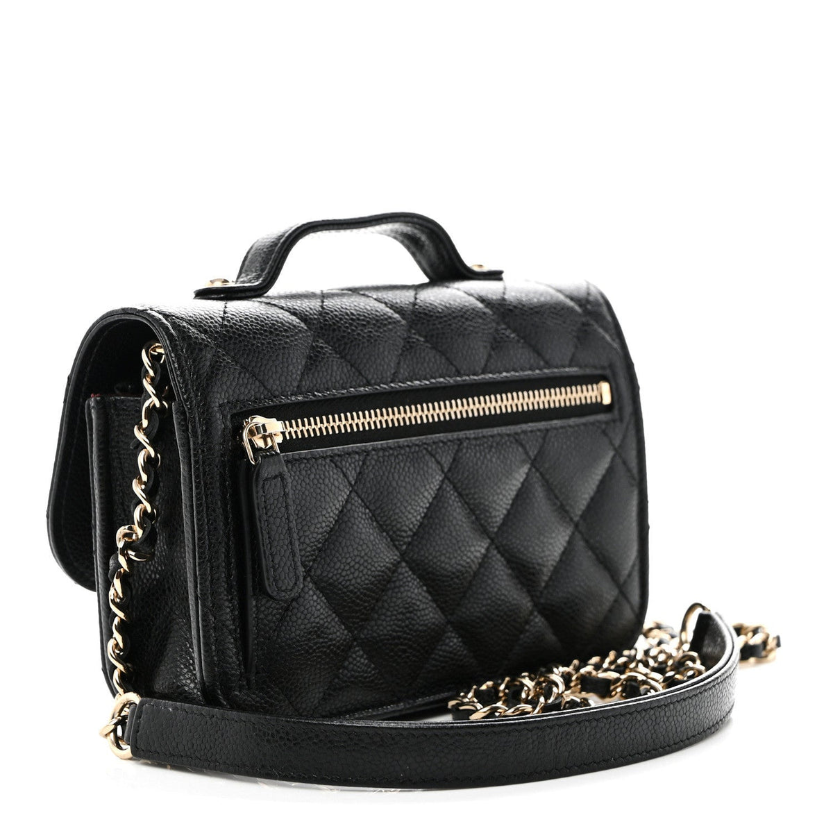 Caviar Quilted Business Affinity Clutch With Chain Black
