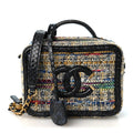 Tweed Snakeskin Quilted Small CC Filigree Vanity Case Navy Multicolor