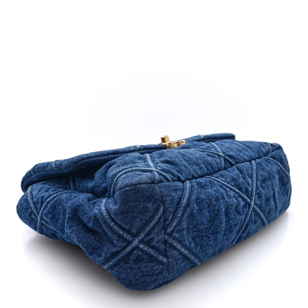 Denim Quilted Large Chanel 19 Flap Blue