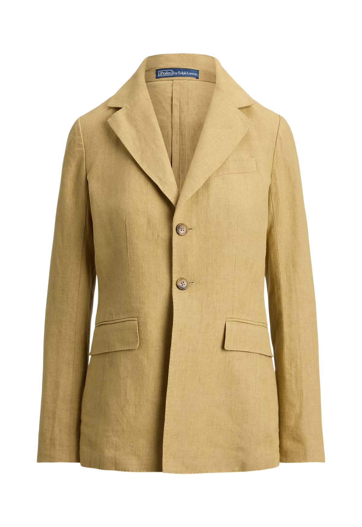 RALPH LAUREN WOMENS Single-Breasted Délavé Linen Blazer Classic Camel