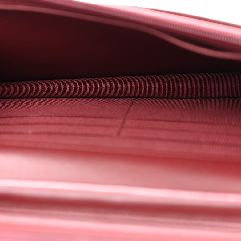 Lambskin Quilted Wallet On Chain WOC Burgundy