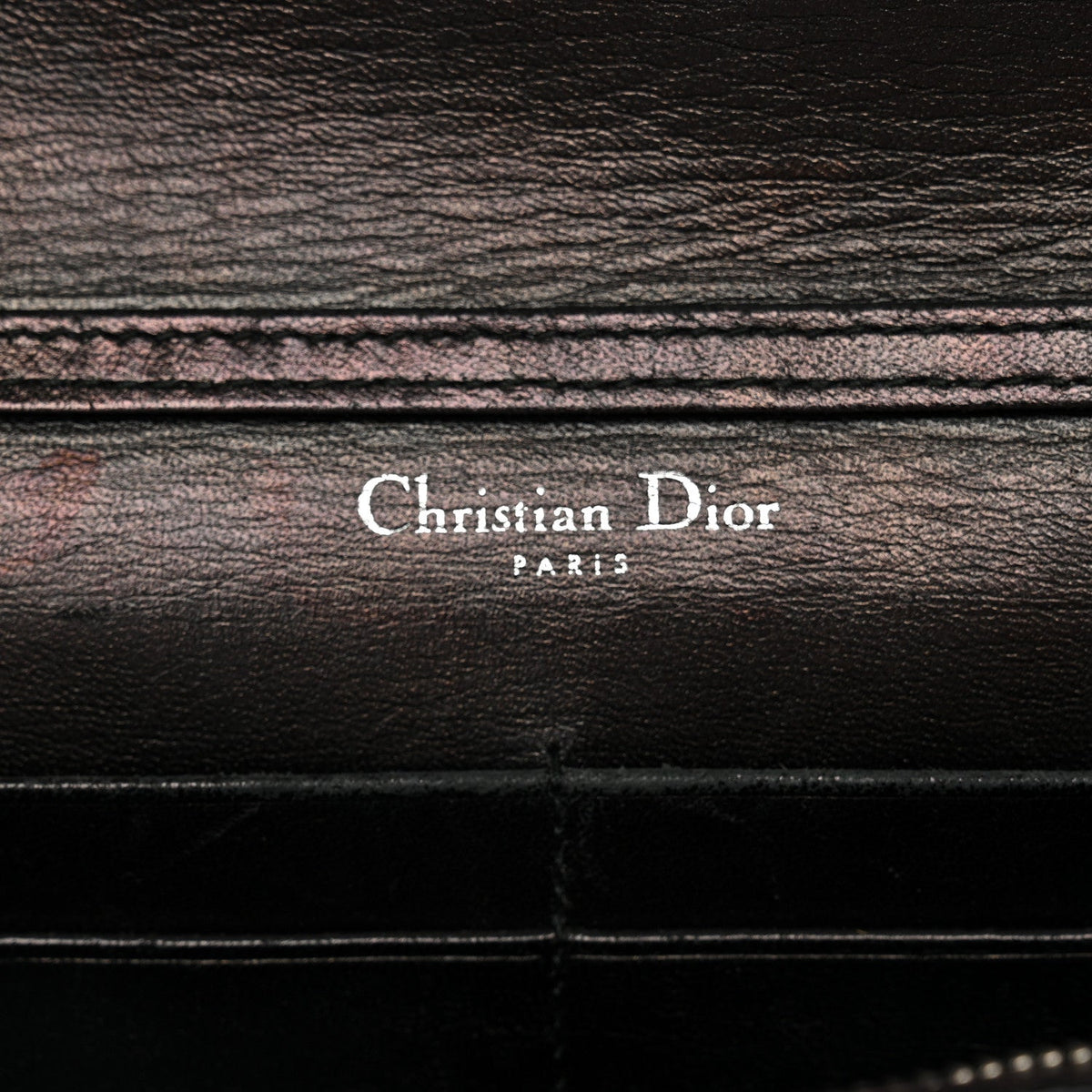 Grained Calfskin Diorama Wallet on Chain Pouch Black