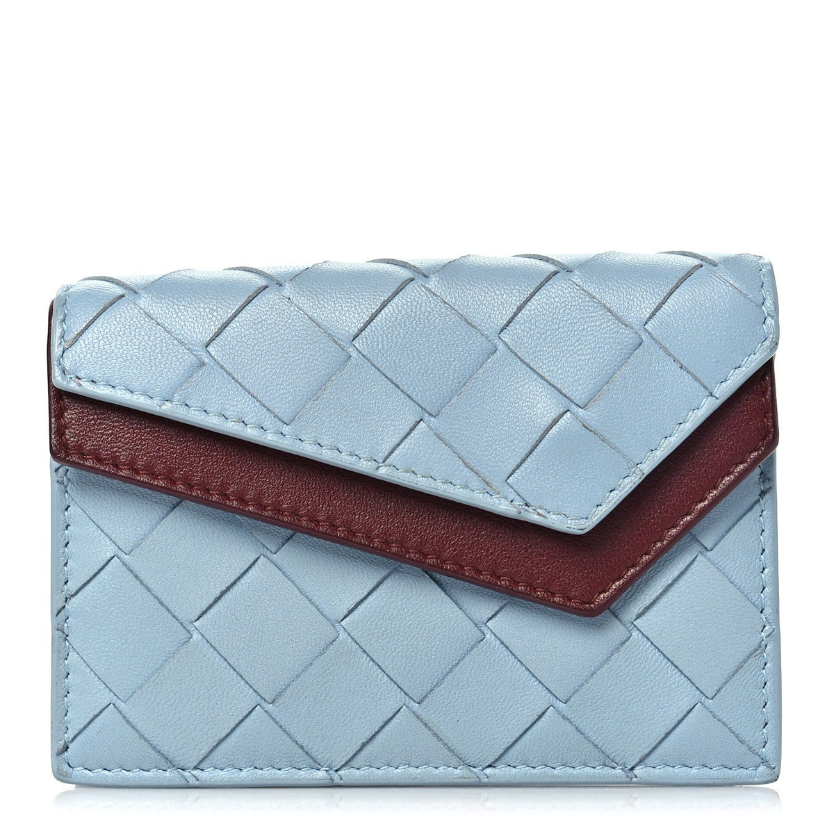 Nappa Intrecciato Small Check Bi-Fold Zip Wallet Ice Cherry