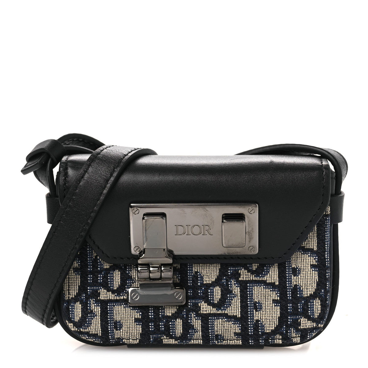 Oblique Smooth Calfskin Nano Pouch Beige Black