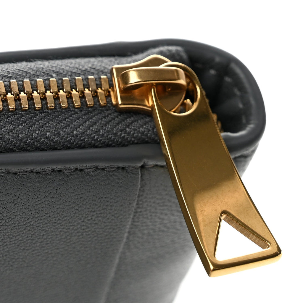 Calfskin Maxi Intrecciato Zip Around Wallet Thunder