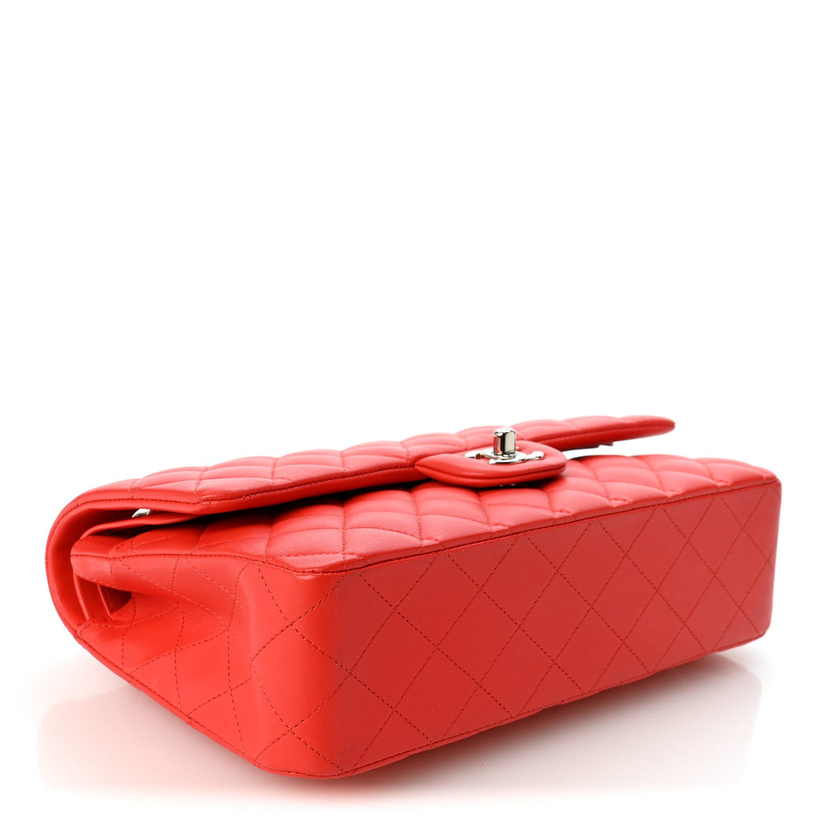 Lambskin Quilted Medium Double Flap Red