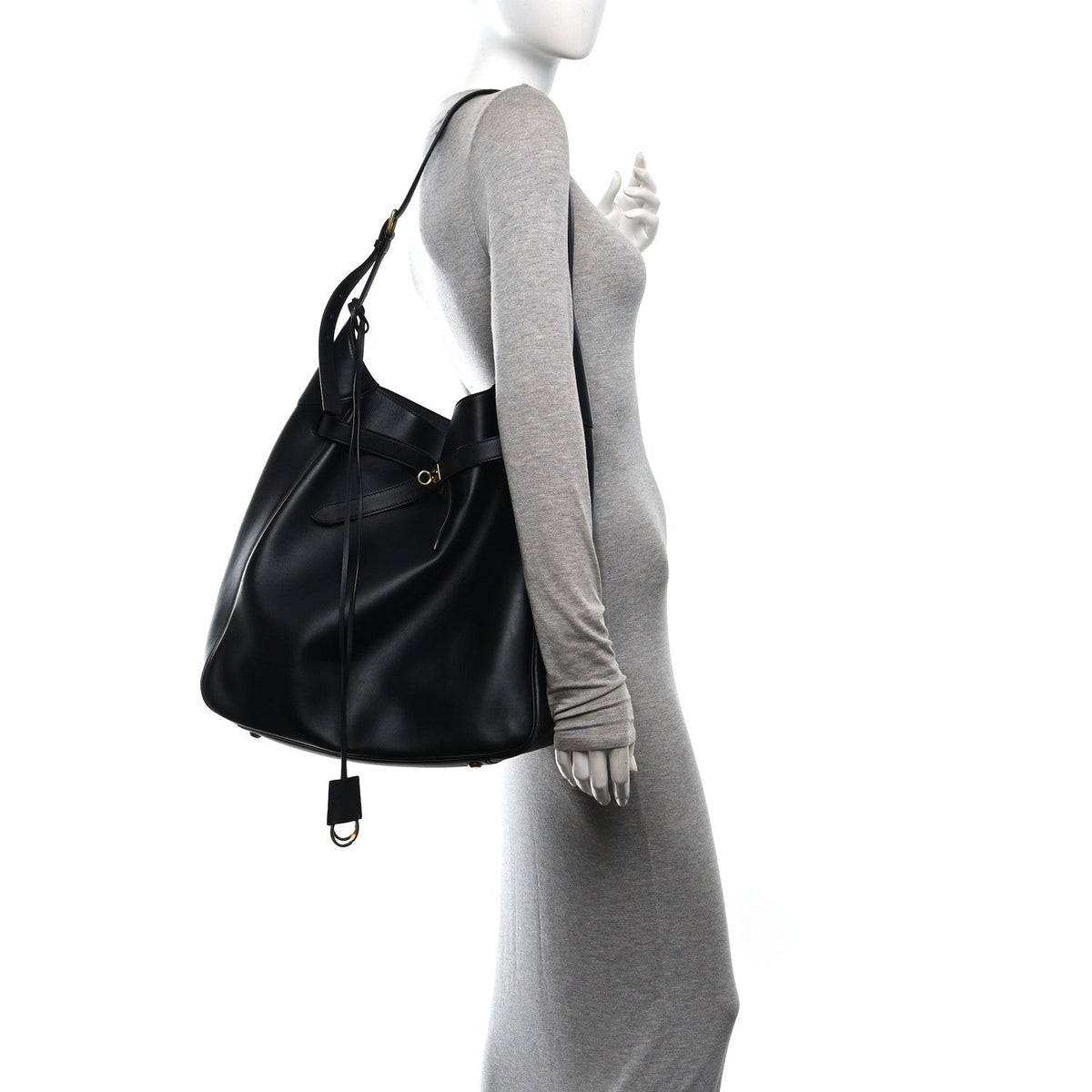 Smooth Calfskin Large Bel Air Hobo Black