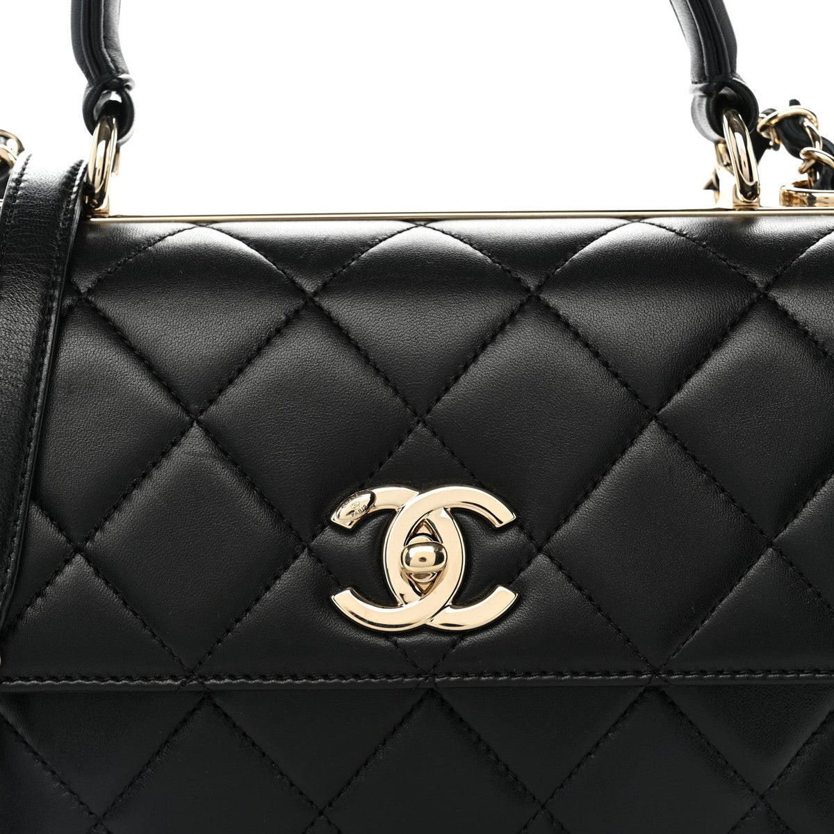 Lambskin Quilted Small Trendy CC Dual Handle Flap Bag Black