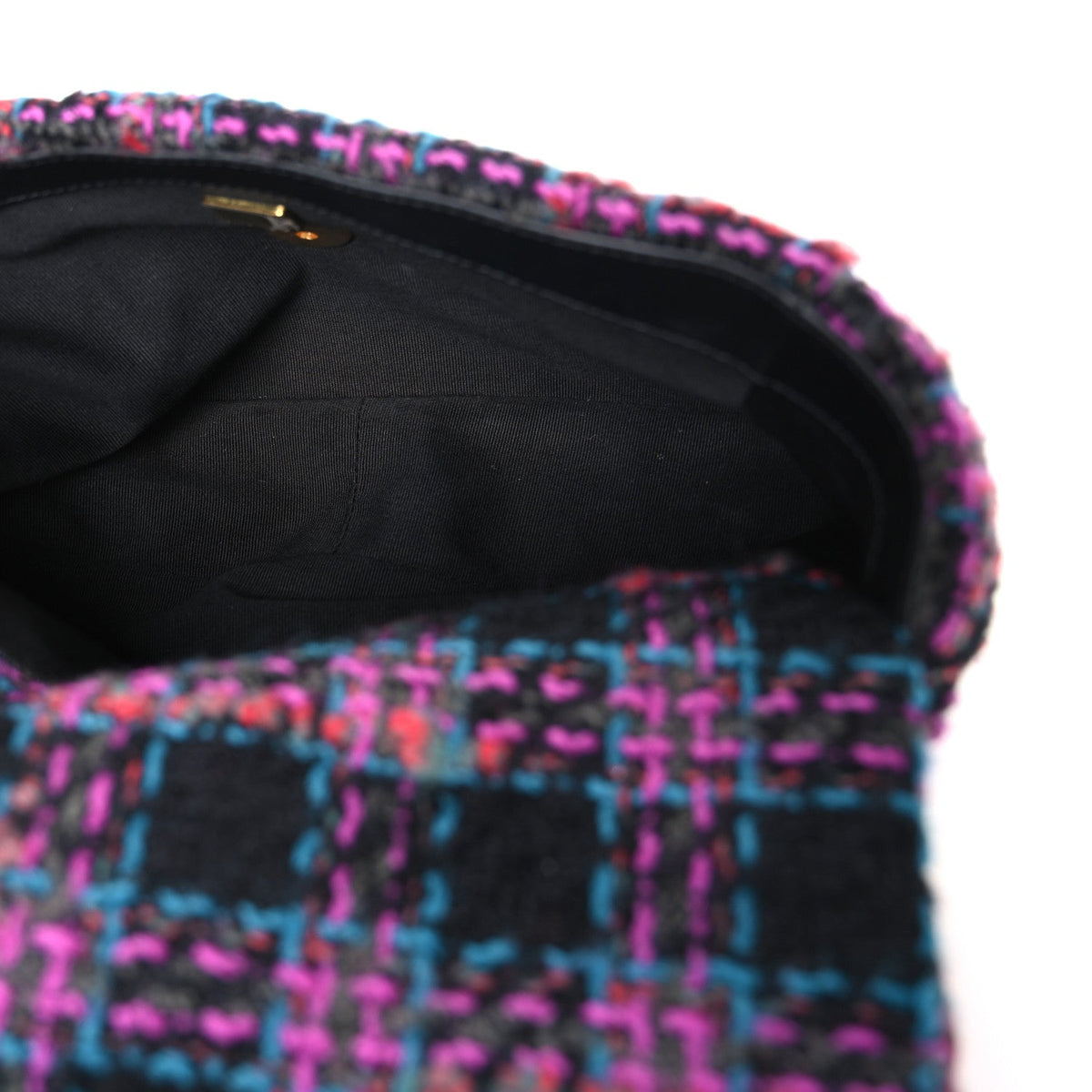 Tweed Quilted Medium Chanel 19 Flap Black Blue Purple