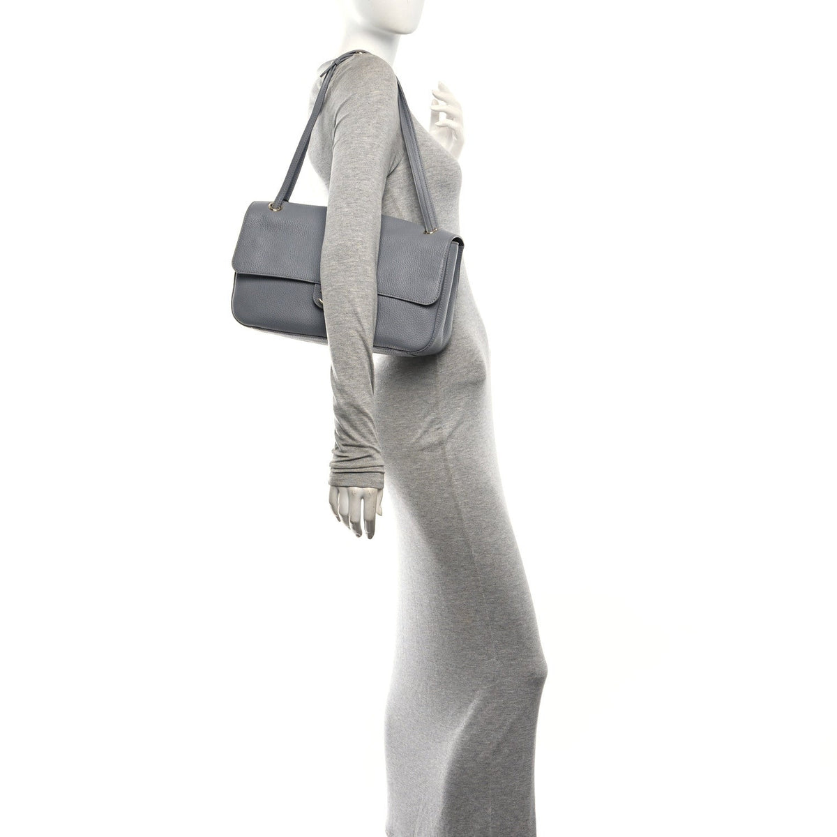 Grained Calfskin Small Souplissimo Maxi Flap Gray
