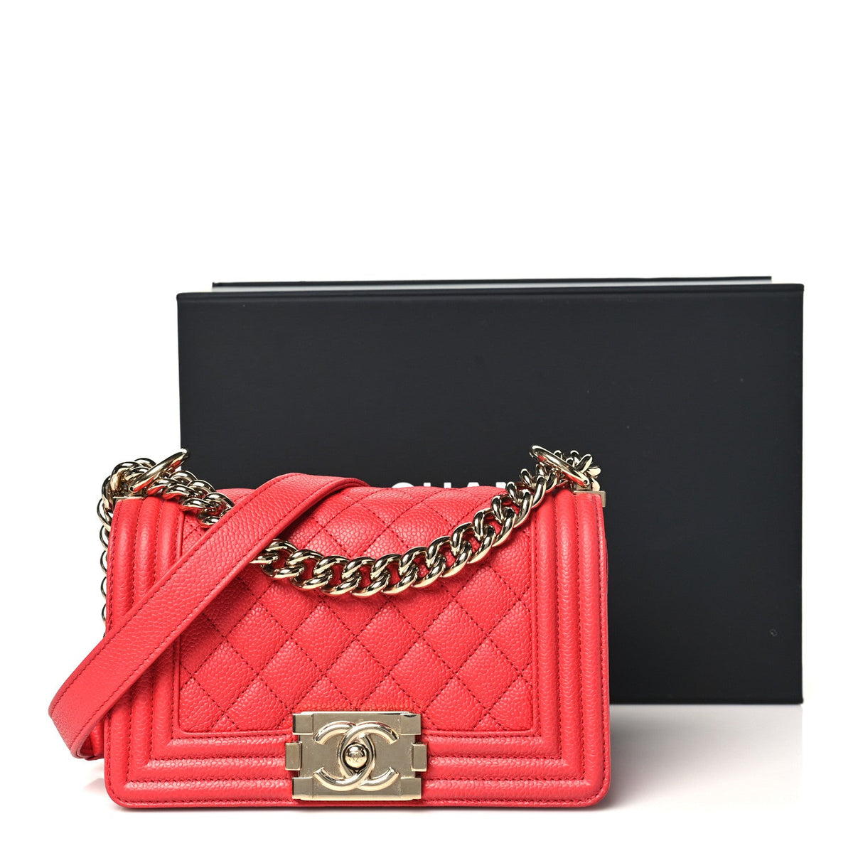 Caviar Quilted Small Boy Flap Red