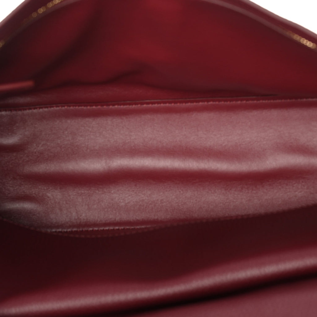 Grained Calfskin Small Souplissimo Maxi Flap Burgundy