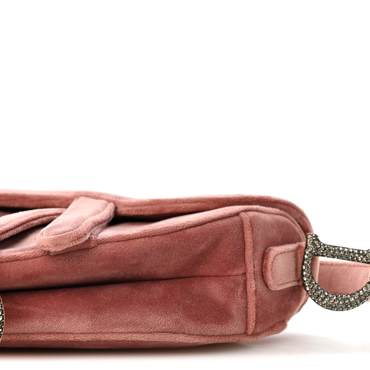 Velvet Crystal Mini Saddle Bag Pink