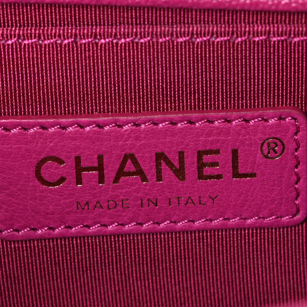 Caviar Quilted Small Boy Flap Fuchsia